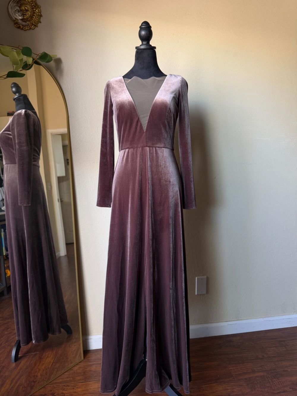 Velvet maxi dress open back elegant jenny yoo collection size 4 wedding - Picture 3 of 10